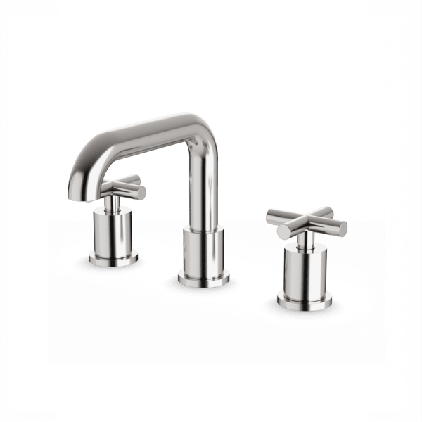 FS314 - Round 8" Widespread Lavatory Faucet with Low Spout & Cross Handles Artos US Brushed Nickel