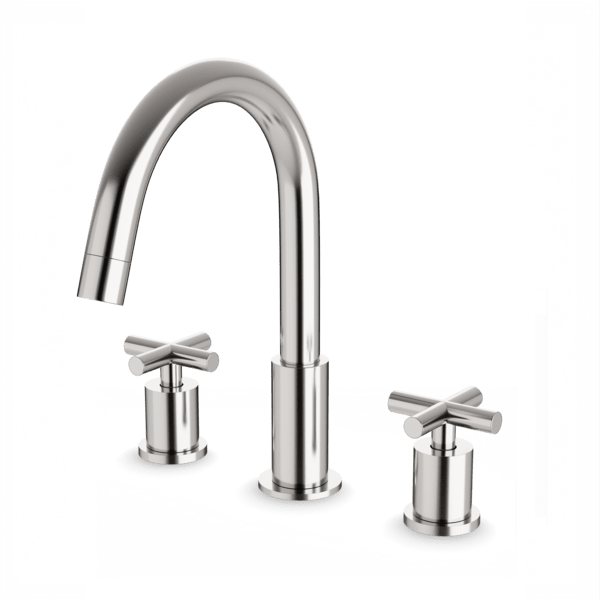 FS315 - Round 8" Widespread Lavatory Faucet with Cross Handles Artos US Brushed Nickel