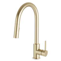 Modern Kitchen Faucet with Pulldown Spray - Satin Brass thumbnail 1