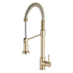 Spring Kitchen Faucet with Pulldown Spray - Satin Brass thumbnail 1