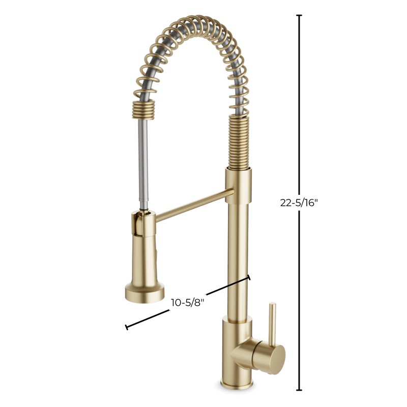 Spring Kitchen Faucet with Pulldown Spray - Satin Brass image 2