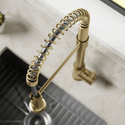 Spring Kitchen Faucet with Pulldown Spray - Satin Brass thumbnail 4