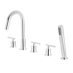 Opera Round 5-Hole Deck Mounted Tub Filler with Hand Shower - Chrome thumbnail 1