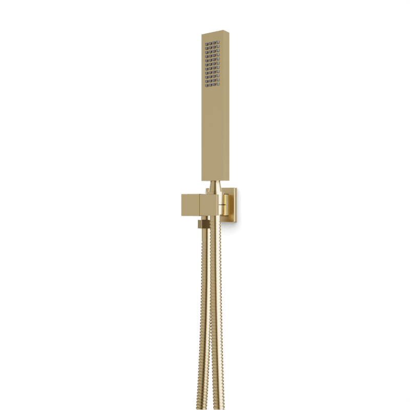 Edge Flexible Hose Handshower Kit on Pivoting Hook - Satin Brass image 1
