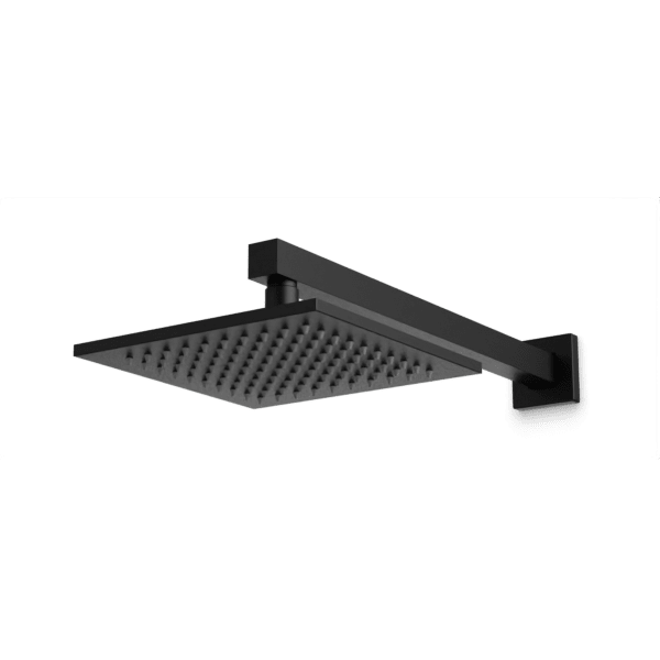 F703-1 - Square 8" Rain Shower Head on Wall Mount Arm Artos US Matte Black 