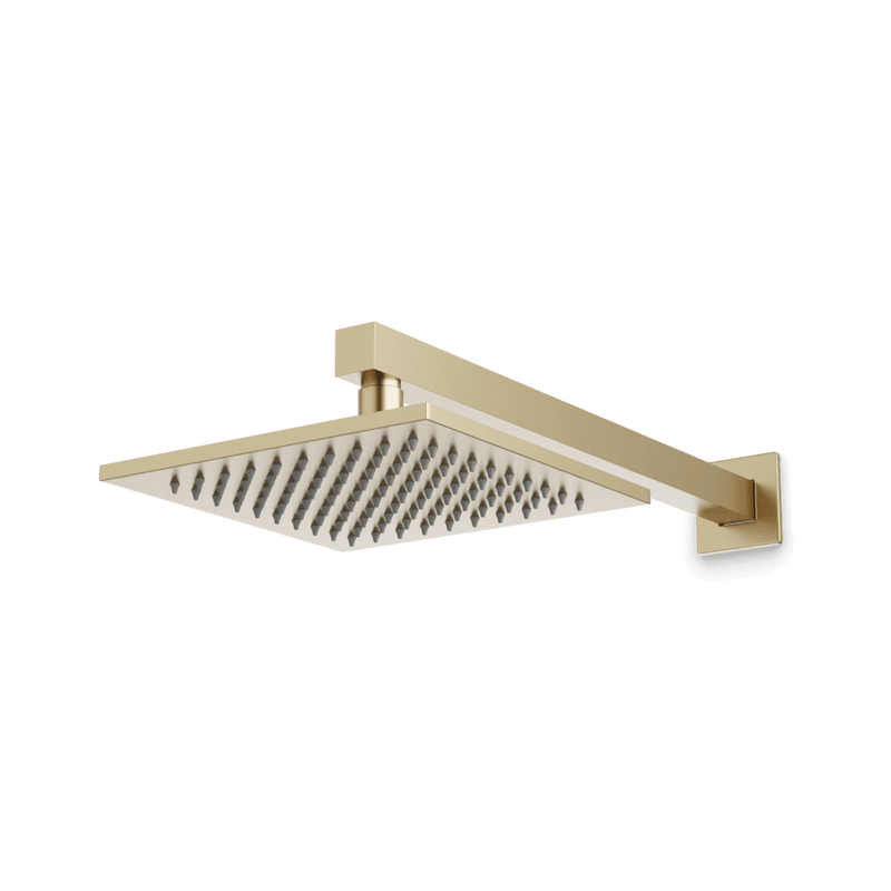 Edge 8" Rain Shower Head on Wall Mount Arm - Satin Brass image 1