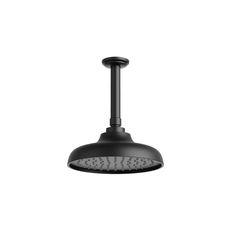 Classic 8" Rain Shower Head on Ceiling Mount Arm - Matte Black image 1
