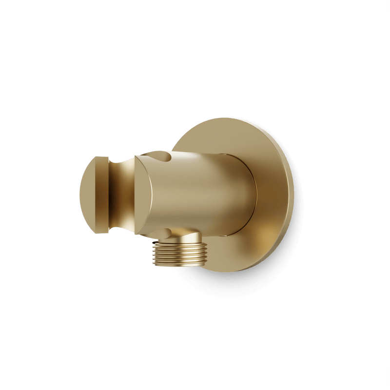 Opera Shower Outlet Elbow with Hand Shower Holder - Satin Brass image 1