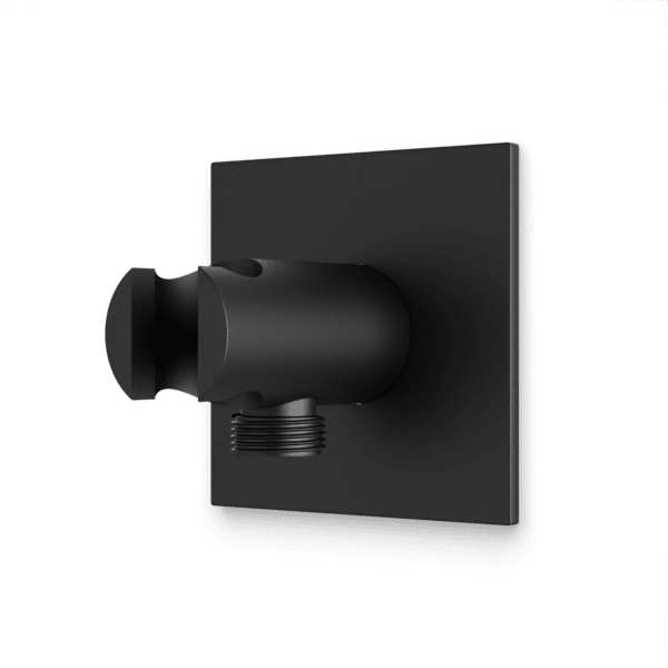 Square + Round Hand Shower Holder with Integrated Water Connection Artos US Matte Black 