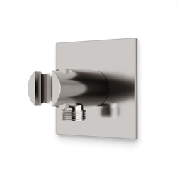 Square + Round Hand Shower Holder with Integrated Water Connection Artos US Brushed Nickel 