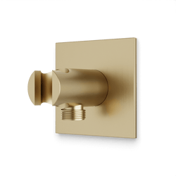 Square + Round Hand Shower Holder with Integrated Water Connection Artos US Satin Brass 