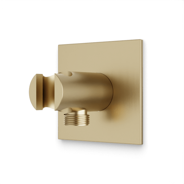 Square + Round Hand Shower Holder with Integrated Water Connection Artos US Satin Brass 