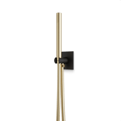 Square + Round Flexible Hose Handshower Kit with 3.25" Escutcheon Plate Artos US Satin Brass/Matte Black 