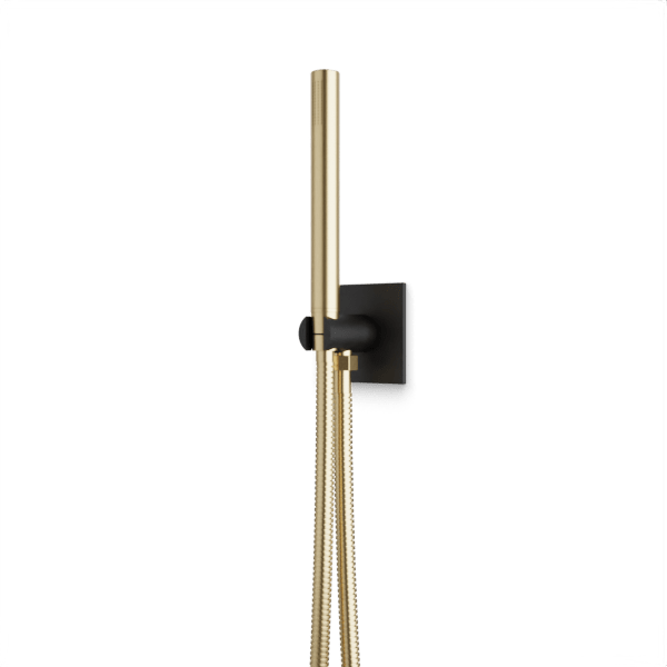 Square + Round Flexible Hose Handshower Kit with 3.25" Escutcheon Plate Artos US Satin Brass/Matte Black 