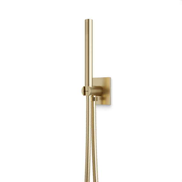 Square + Round Flexible Hose Handshower Kit with 3.25" Escutcheon Plate Artos US Satin Brass 