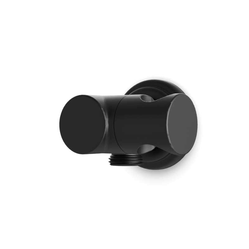Classic Shower Outlet Elbow with Pivoting Hand Shower Holder - Matte Black image 1