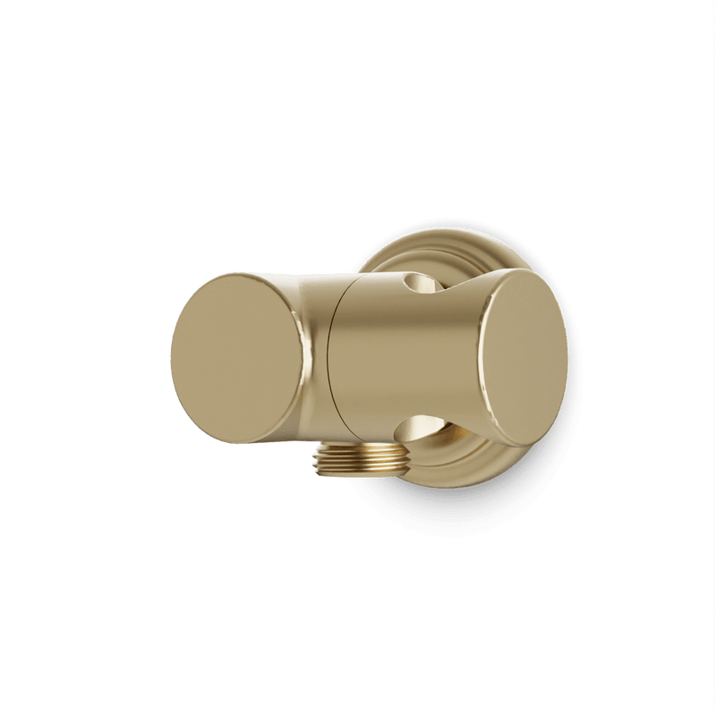 Classic Shower Outlet Elbow with Pivoting Hand Shower Holder - Satin Brass image 1