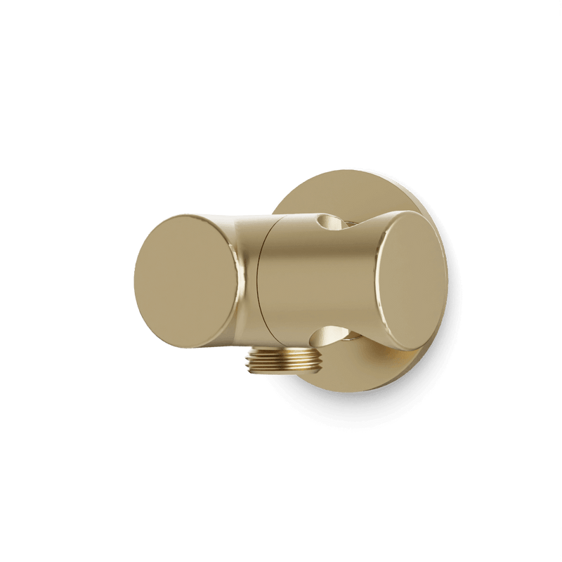Opera Shower Outlet Elbow with Pivoting Hand Shower Holder - Satin Brass image 1