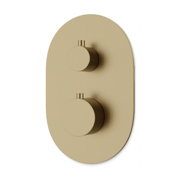 F903B-58TK - Round Thermostat with 3-Way Diverter & Off Position Trim Kit Artos US Satin Brass 