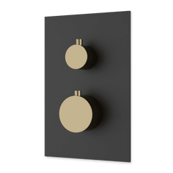 F903B-60TK - Square & Round Thermostat with 3-Way Diverter & Off Position Trim Kit Artos US Satin Brass/Matte Black 