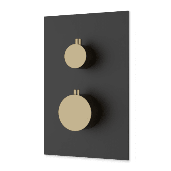 F903B-60TK - Square & Round Thermostat with 3-Way Diverter & Off Position Trim Kit Artos US Satin Brass/Matte Black 