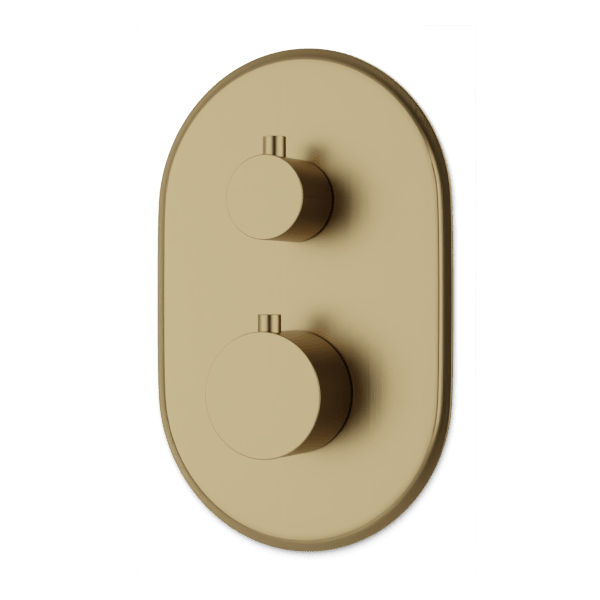 Classic Thermostat with 3-Way Diverter & Off Position Trim Kit - Satin Brass image 1