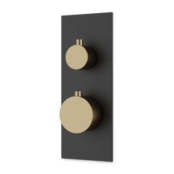 Otella Thermostat with 3-Way Diverter & Off Position Linear Trim Kit - Satin Brass/Matte Black thumbnail 1