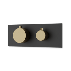 Otella Thermostat with 3-Way Diverter & Off Position Linear Trim Kit - Satin Brass/Matte Black thumbnail 2