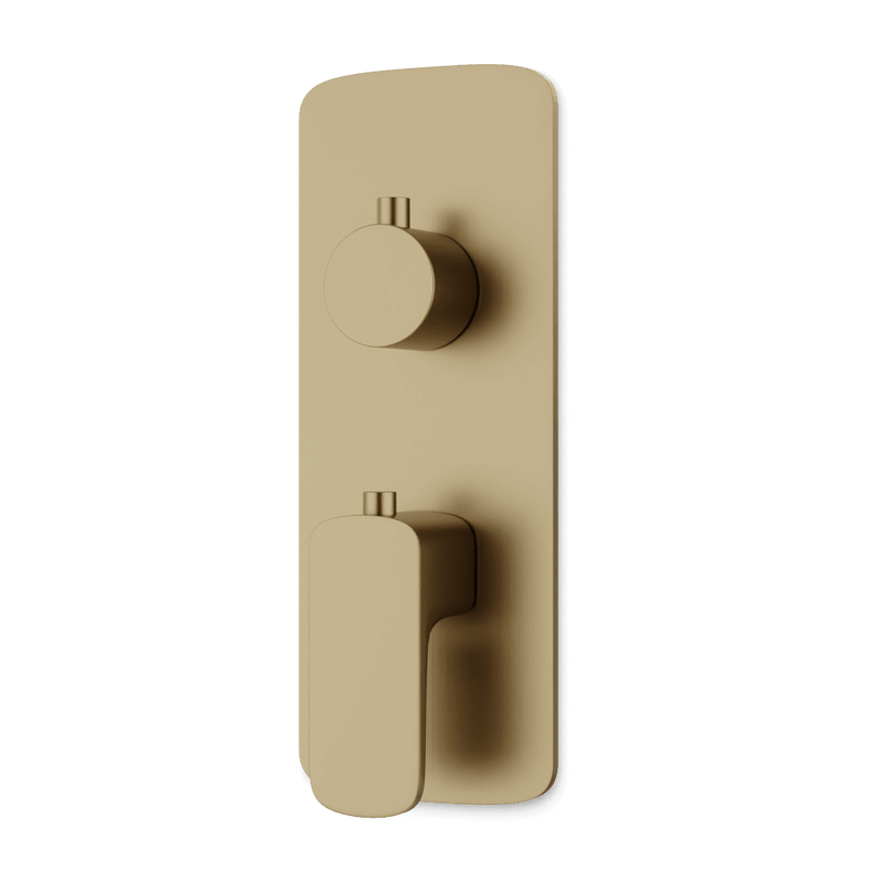 Harmony Thermostat with 3-Way Diverter & Off Position Trim Kit - Satin Brass image 1