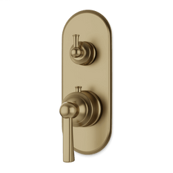 Classic Thermostat with 3-Way Diverter & Off Position Trim Kit - Satin Brass thumbnail 1