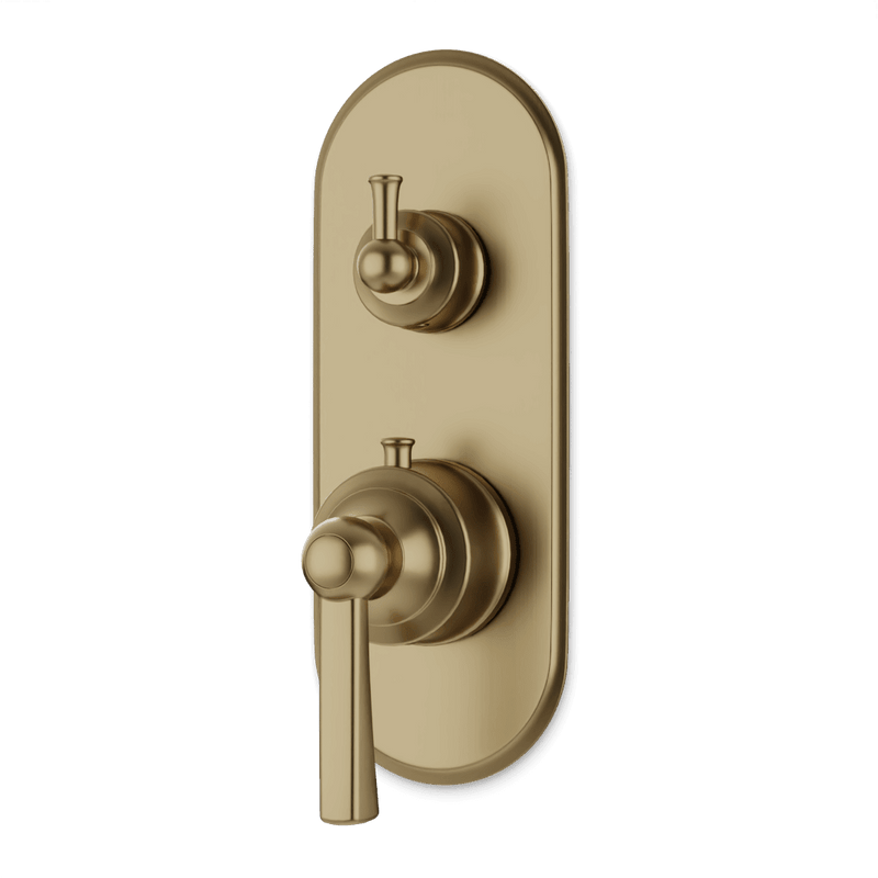 Classic Thermostat with 3-Way Diverter & Off Position Trim Kit - Satin Brass image 1