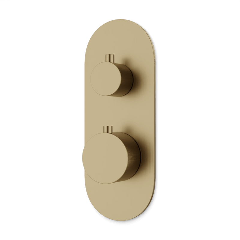 Opera Thermostat with 3-Way Diverter & Off Position Linear Trim Kit - Satin Brass image 1
