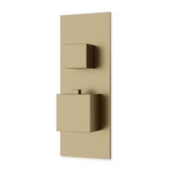 Edge Thermostat with 3-Way Diverter & Off Position Linear Trim Kit - Satin Brass thumbnail 1