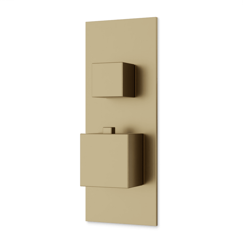 Edge Thermostat with 3-Way Diverter & Off Position Linear Trim Kit - Satin Brass image 1