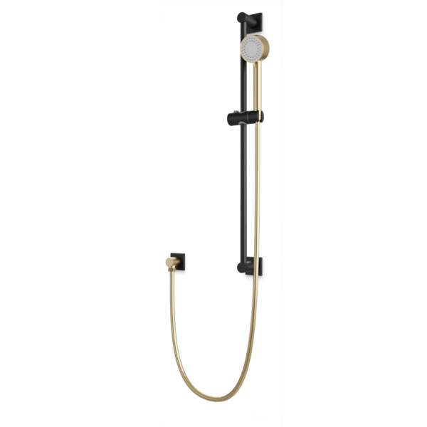 Square + Round Multifunction Flexible Hose Slidebar Kit with Separate Water Outlet Artos US Satin Brass/Matte Black 