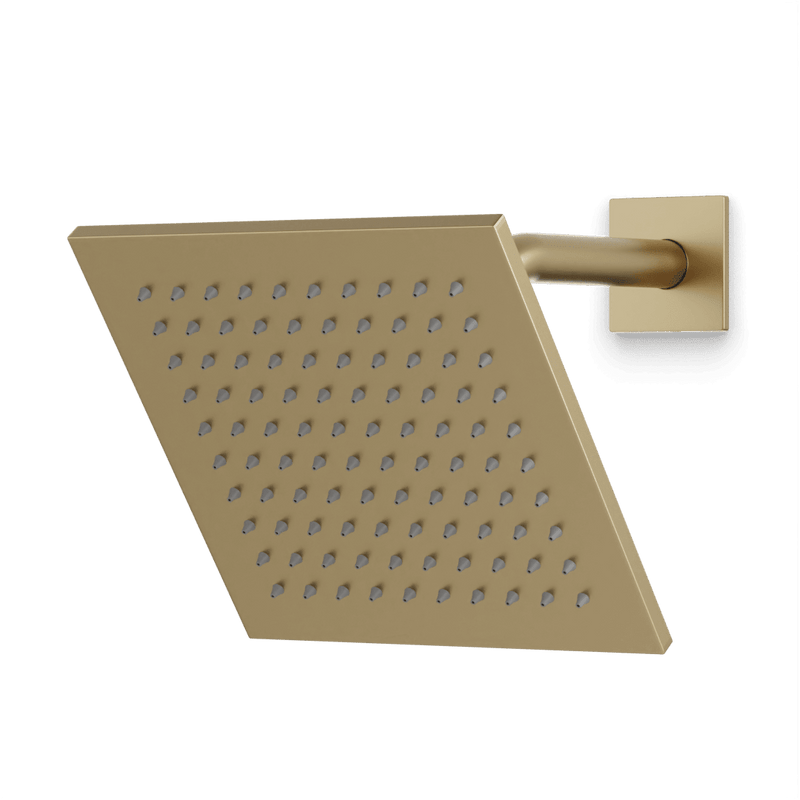 Edge 8" Shower Head on Angled Arm - Satin Brass image 1