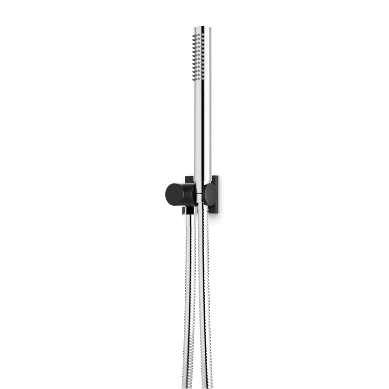 Otella Flexible Hose Hand Shower Kit on Pivoting Hook - Chrome/Matte Black image 1
