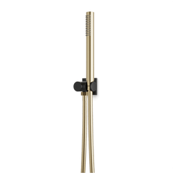 Otella Flexible Hose Hand Shower Kit on Pivoting Hook - Satin Brass/Matte Black thumbnail 1