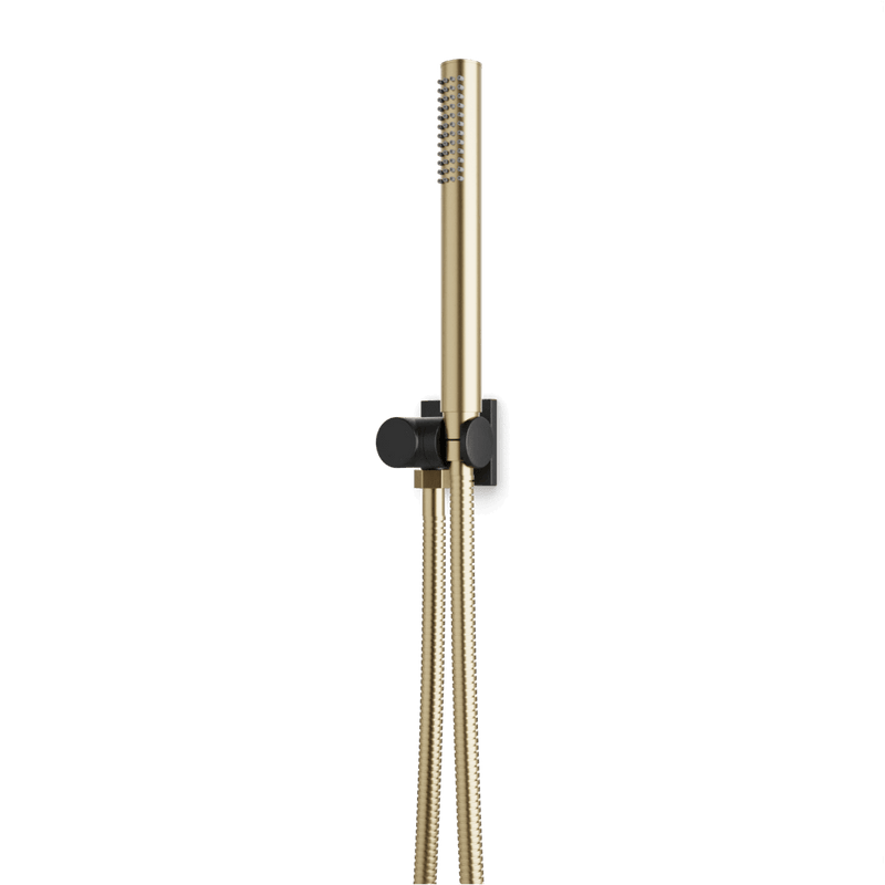 Otella Flexible Hose Hand Shower Kit on Pivoting Hook - Satin Brass/Matte Black image 1