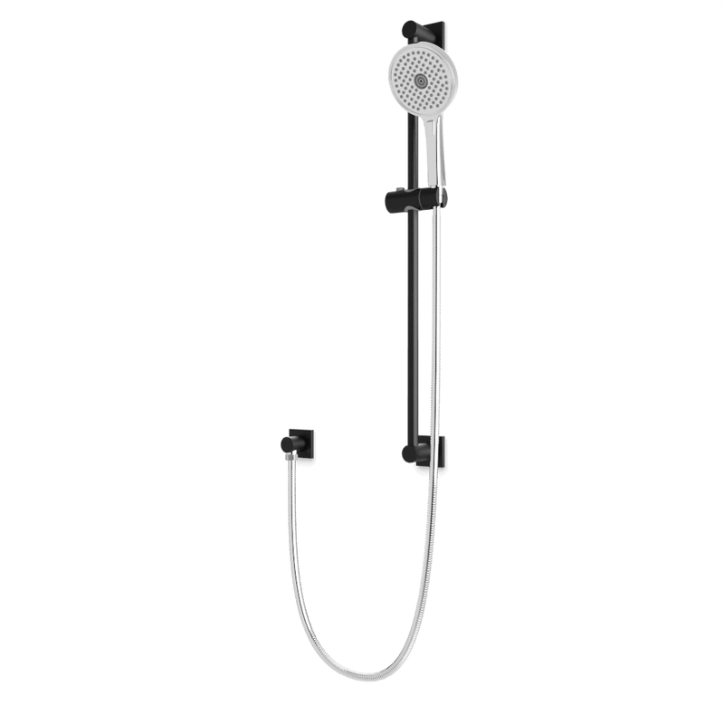 Otella Multifunction Flexible Hose Slide Bar Kit with Separate Water Outlet - Chrome/Matte Black image 1