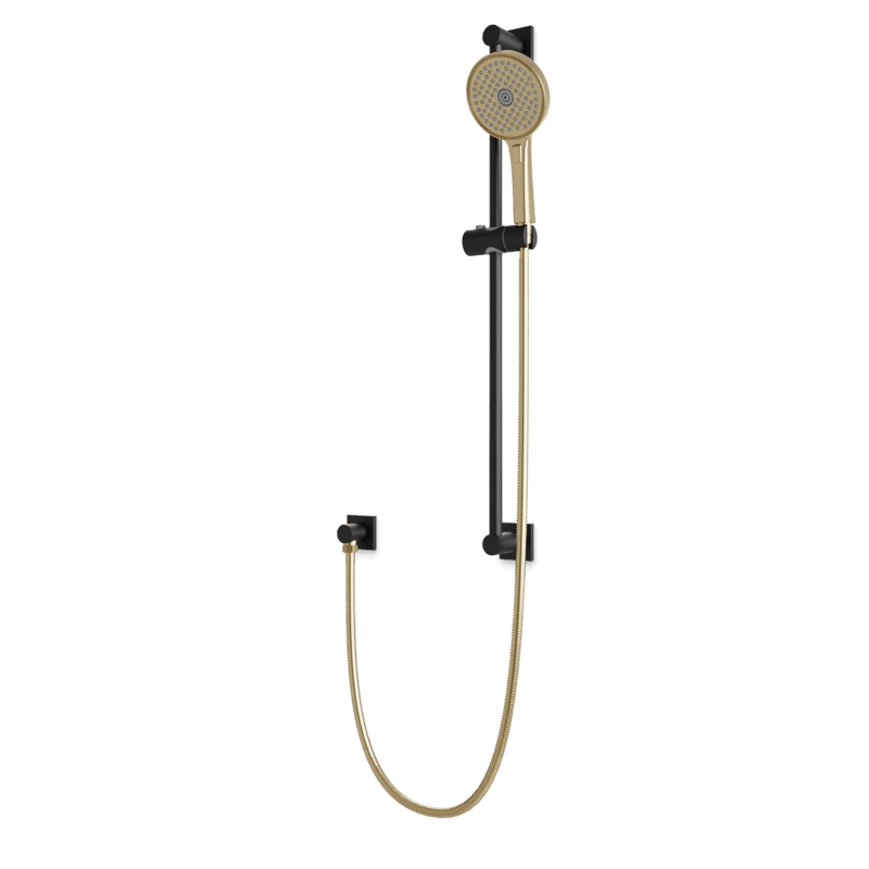 Otella Multifunction Flexible Hose Slide Bar Kit with Separate Water Outlet - Satin Brass/Matte Black image 1