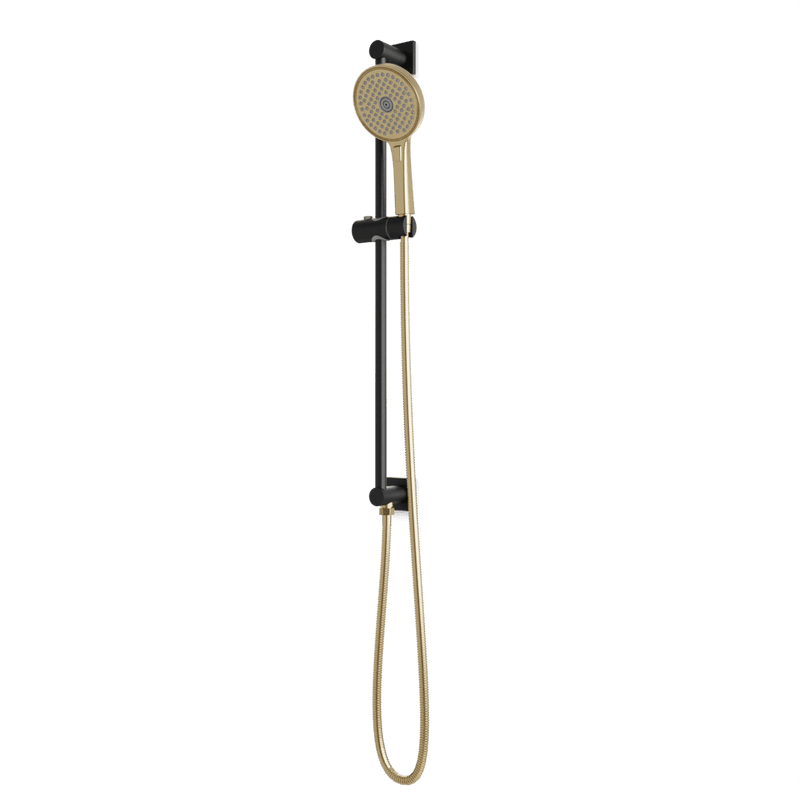 Otella Multifunction Flexible Hose Integrated Slide Bar Kit - Satin Brass/Matte Black image 1
