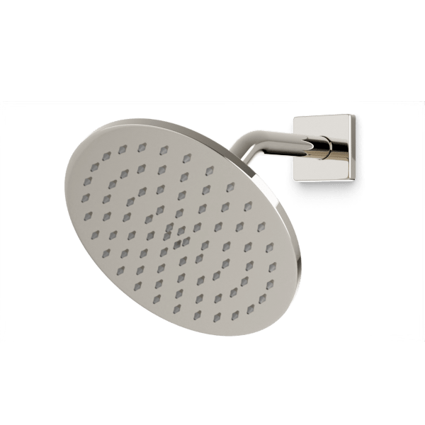 F907-11 - Square + Round 8" Shower Head on Angled Arm Artos US Polished Nickel 