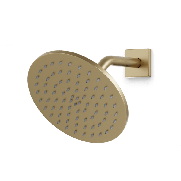 F907-11 - Square + Round 8" Shower Head on Angled Arm Artos US Satin Brass 