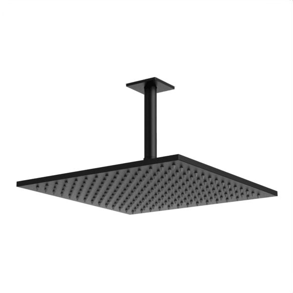 F907-12/5 - Square 12" Rain Shower Head on Ceiling Mount Arm Artos US Matte Black 