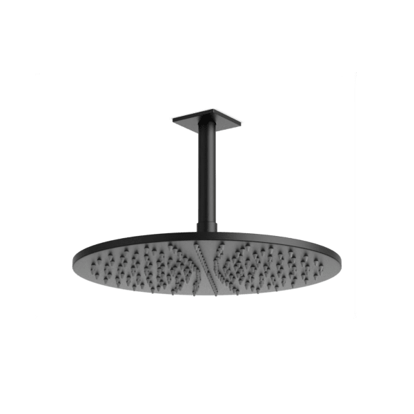 F907-18/5 - Square + Round 12" Rain Shower Head on Ceiling Mount Arm Artos US Matte Black 