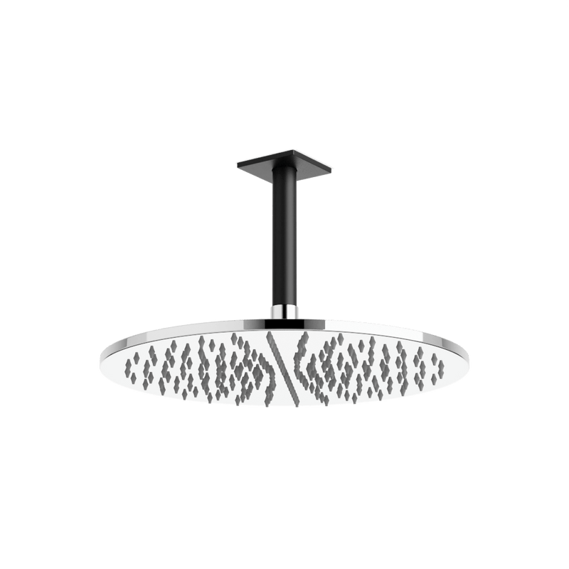 Otella 12" Rain Shower Head on Ceiling Mount Arm - Chrome/Matte Black image 1