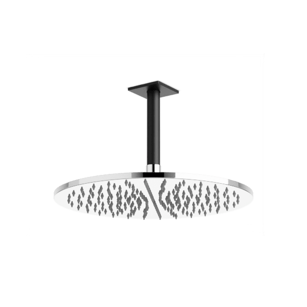 Square + Round 12" Rain Shower Head on Ceiling Mount Arm Artos US Chrome/Matte Black 