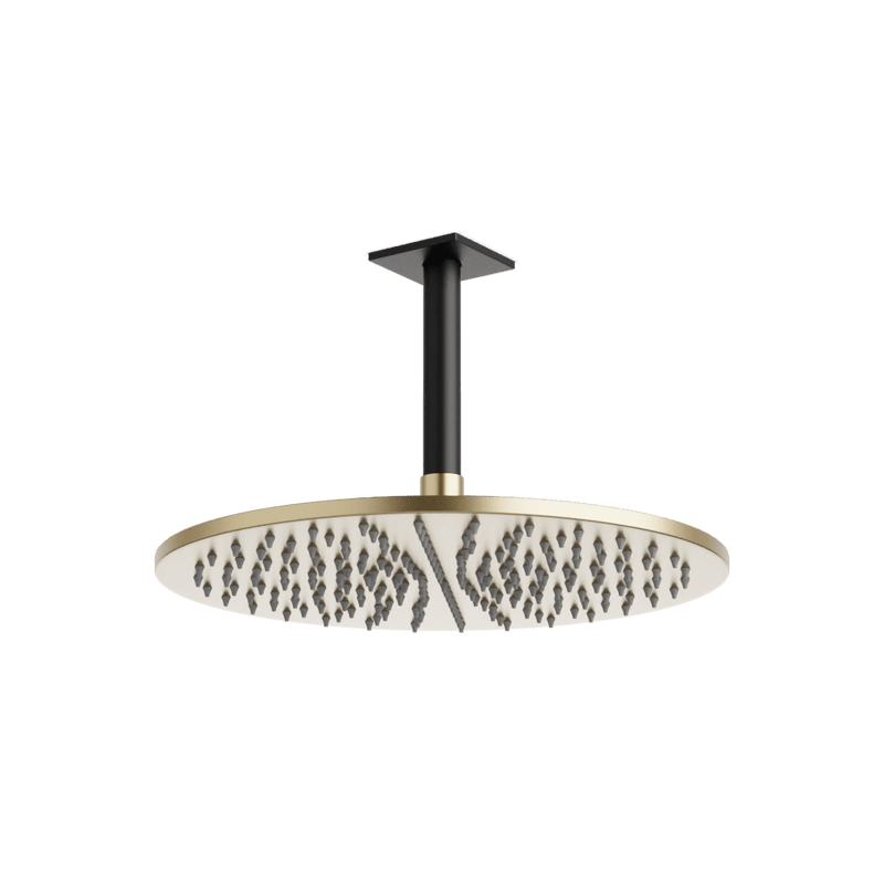 Otella 12" Rain Shower Head on Ceiling Mount Arm - Satin Brass/Matte Black image 1
