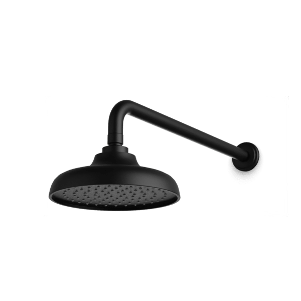 Classic 8" Rain Shower Head on Wall Mount Arm - Matte Black image 1